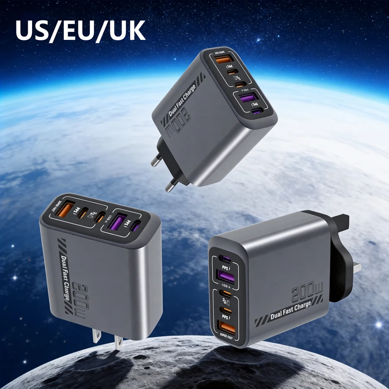 Lenovo 200W Multi Port Charging Head, European, American, British Standard Full Protocol Intelligent Super Fast Charging Charger