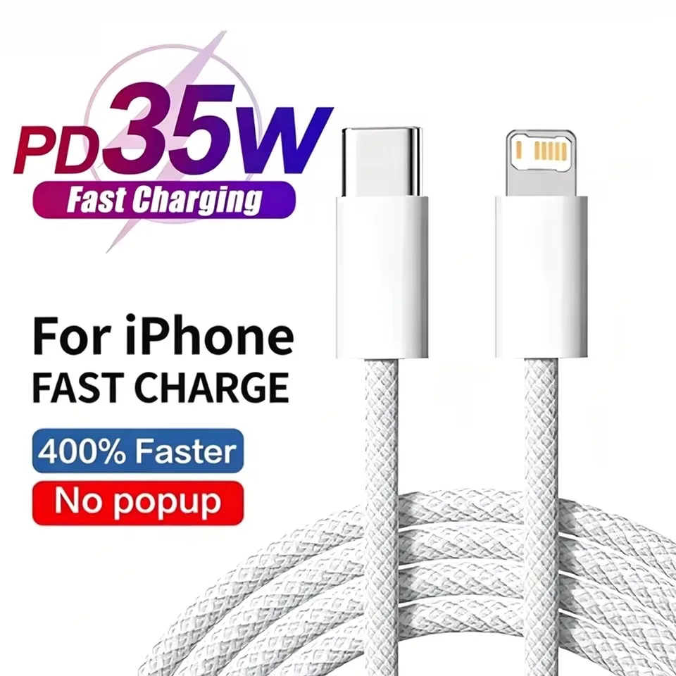 3PCS 35W PD Braided Fast Charging Cable Quick Charge Data Wire USB-C For iPhone 14 Plus 13 12 11 X XR XS MAX 8 7 6 S All Series