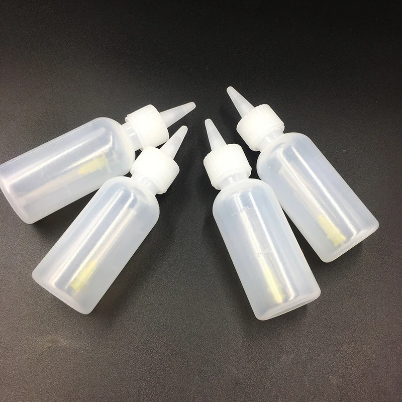 50ML Plastic Clear Bottle with Needle Liquid Alcohol Rosin Solder Flux Paste Dispenser for Phone PCB Cleaning Welding Repair