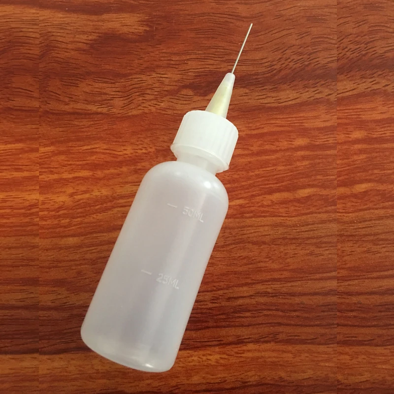 50ML Plastic Clear Bottle with Needle Liquid Alcohol Rosin Solder Flux Paste Dispenser for Phone PCB Cleaning Welding Repair