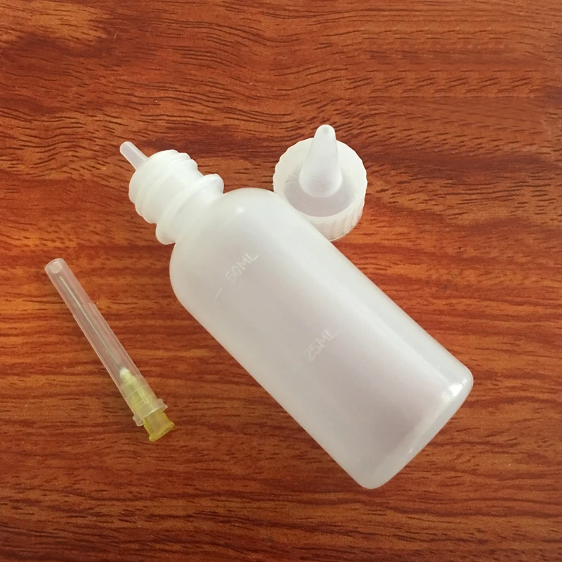 50ML Plastic Clear Bottle with Needle Liquid Alcohol Rosin Solder Flux Paste Dispenser for Phone PCB Cleaning Welding Repair