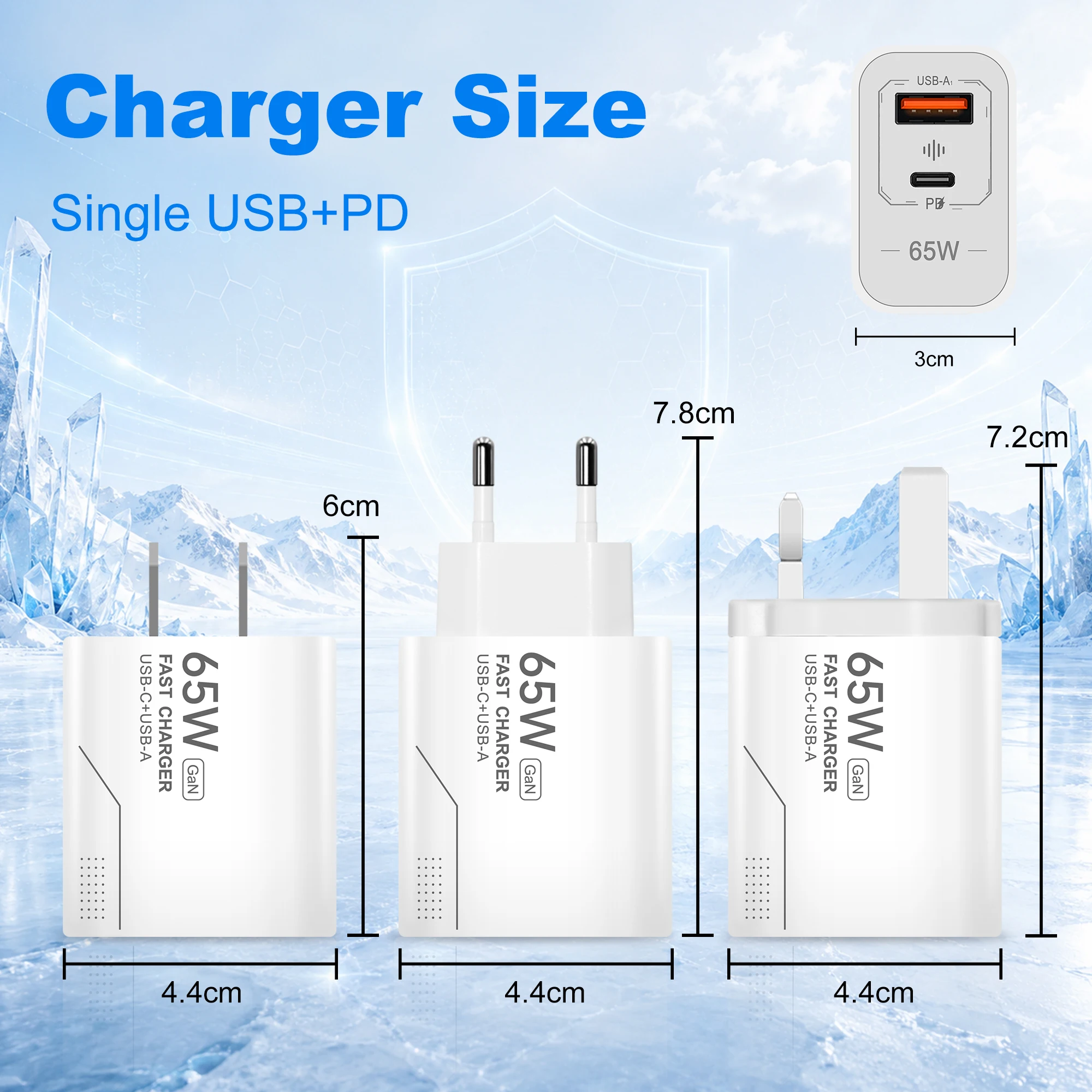 65W Fast Charger For iPhone 18 17 16 Pro Max Samsung Xiaomi PD Charger 2-Port GaN Charger USB C Charger Portable Phone Charger
