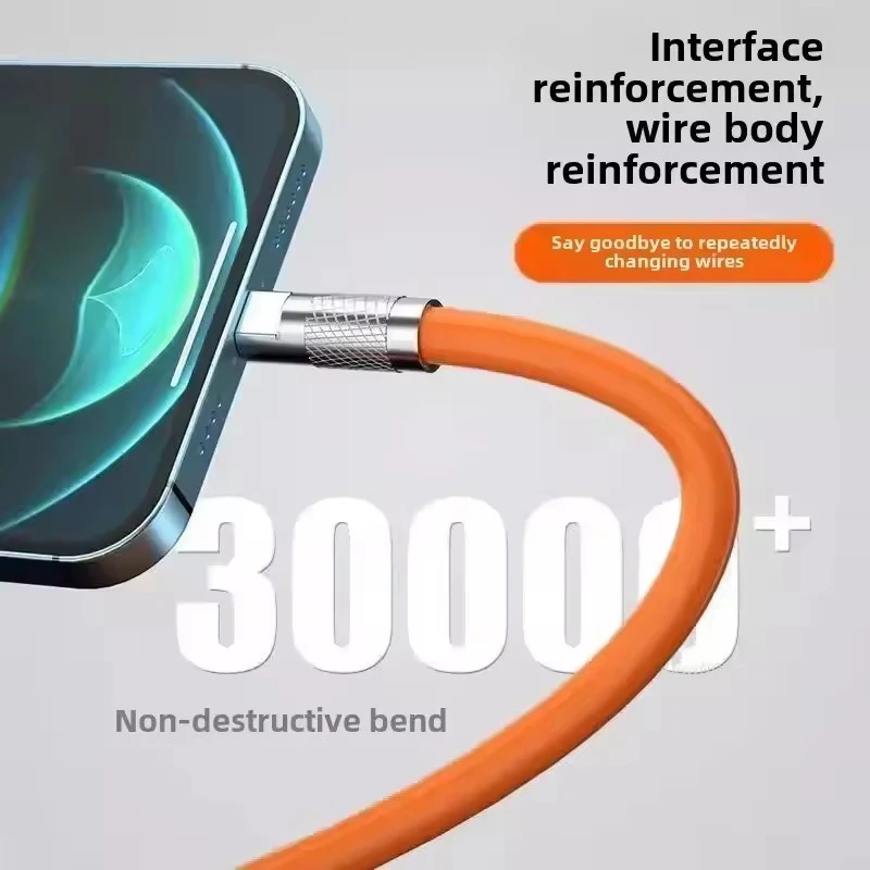 120W 6A Cable Super Fast Charge PD Type C Liquid Silicone Cable 1M 1.5M 2M Cable C To C Quick Charger Cable for Xiaomi iPhone