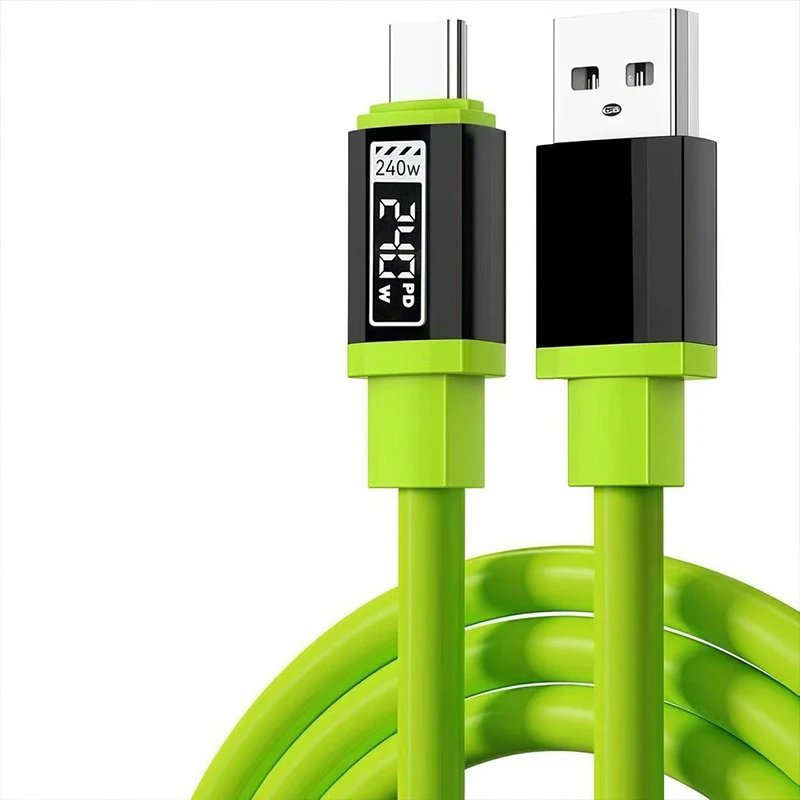 New··240W USB C Cable With Power Display Fast Charging Charger For Phones Type C Cord 1-2m