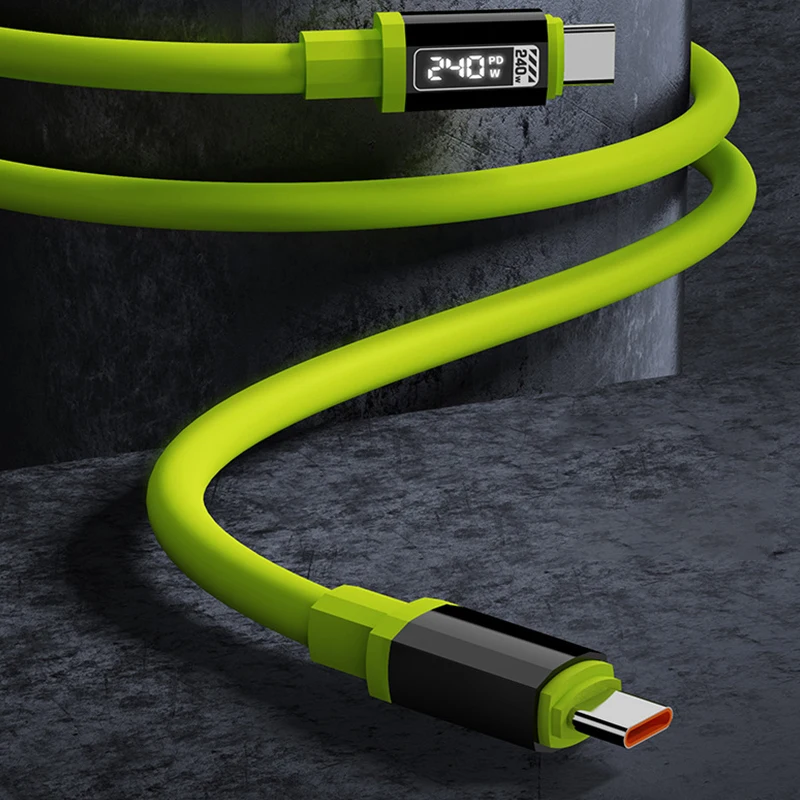 New··240W USB C Cable With Power Display Fast Charging Charger For Phones Type C Cord 1-2m