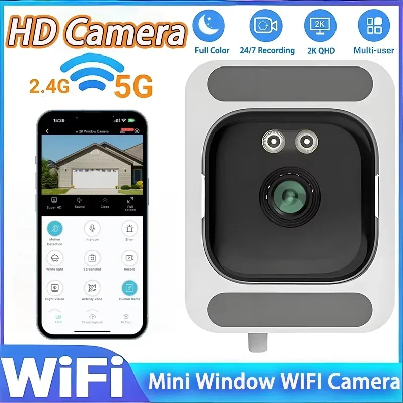 2.4/5GHz Wifi Window 1080 HD Camera 3MP Full Color Night Vision Indoor Security Mini Stickable Window Monitoring Camera New