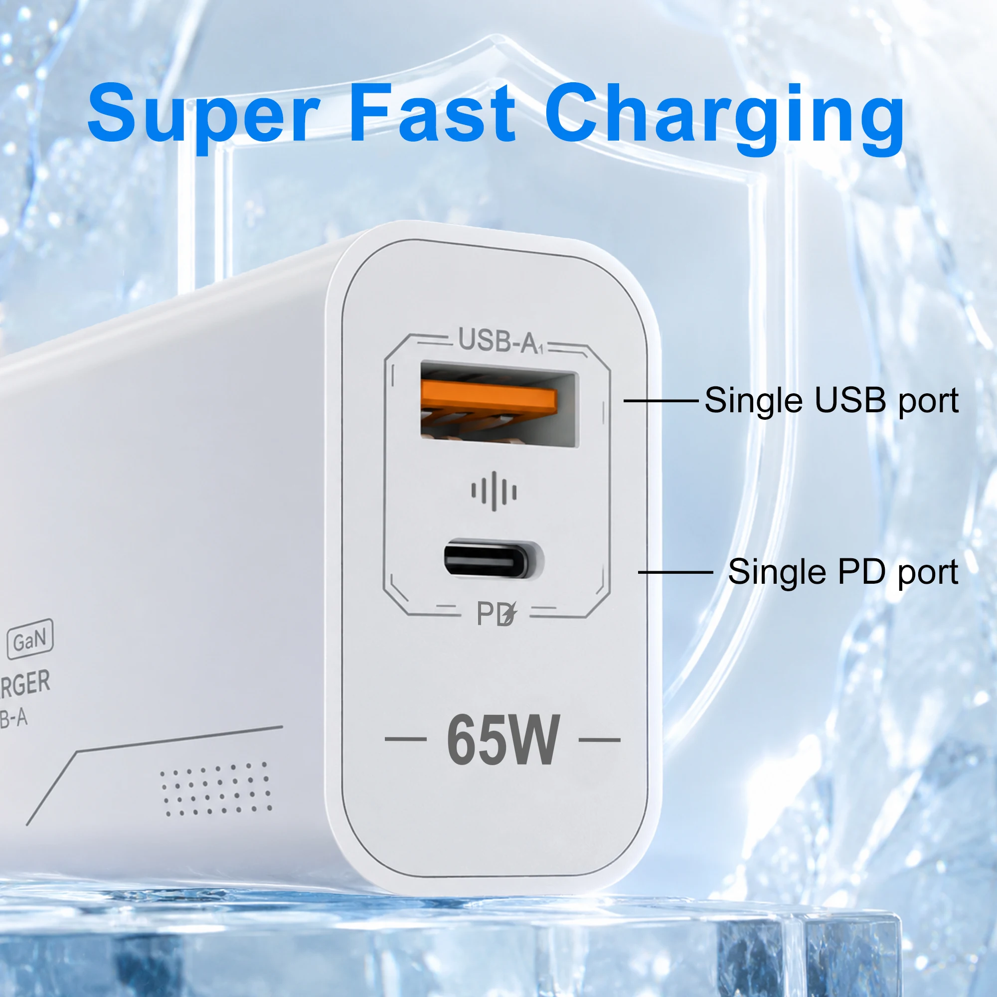 Lenovo Universal Charger PD 65W All-Protocol Smartphone Charger A+C Multi-Port Charger with EU/US Adapter and 1m Data Cable