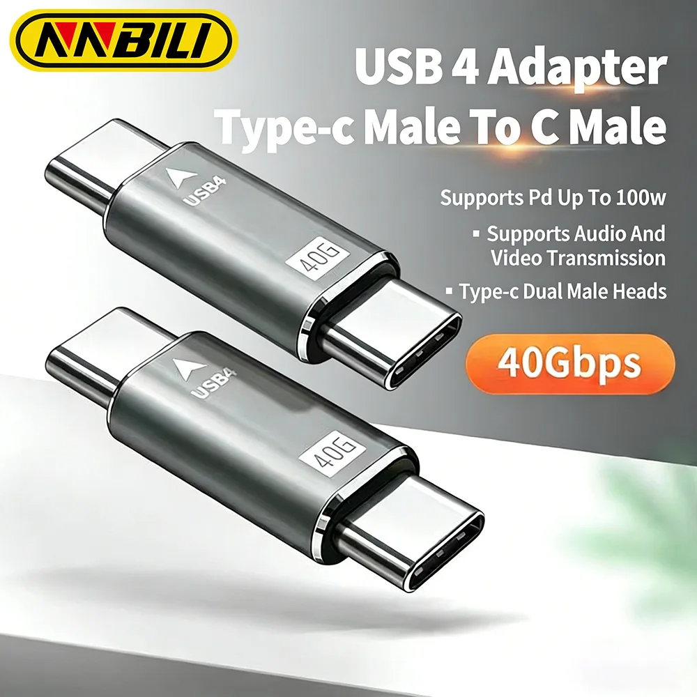 NNBILI USB4.0 40Gbps USB C OTG Adapter PD 100W Type C Male to Type C Male Fast Charging 3.1 Type C 10Gbps Converter Data Adapter