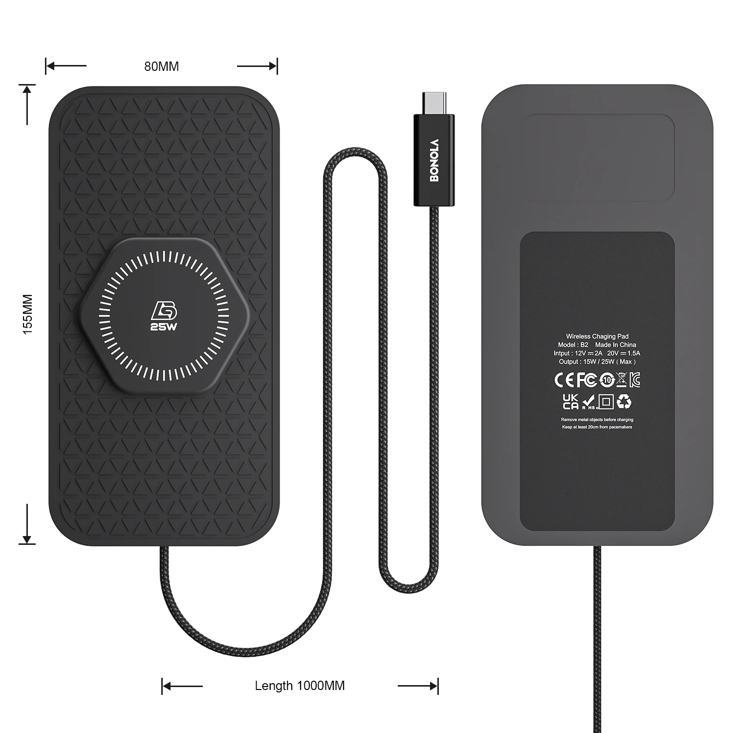 Bonola Silicone Wireless Charger Pad For Samsung S26/25/24/23 Anti Slip 25W Fast Wireless Charging For Car iPhone 17/16/15