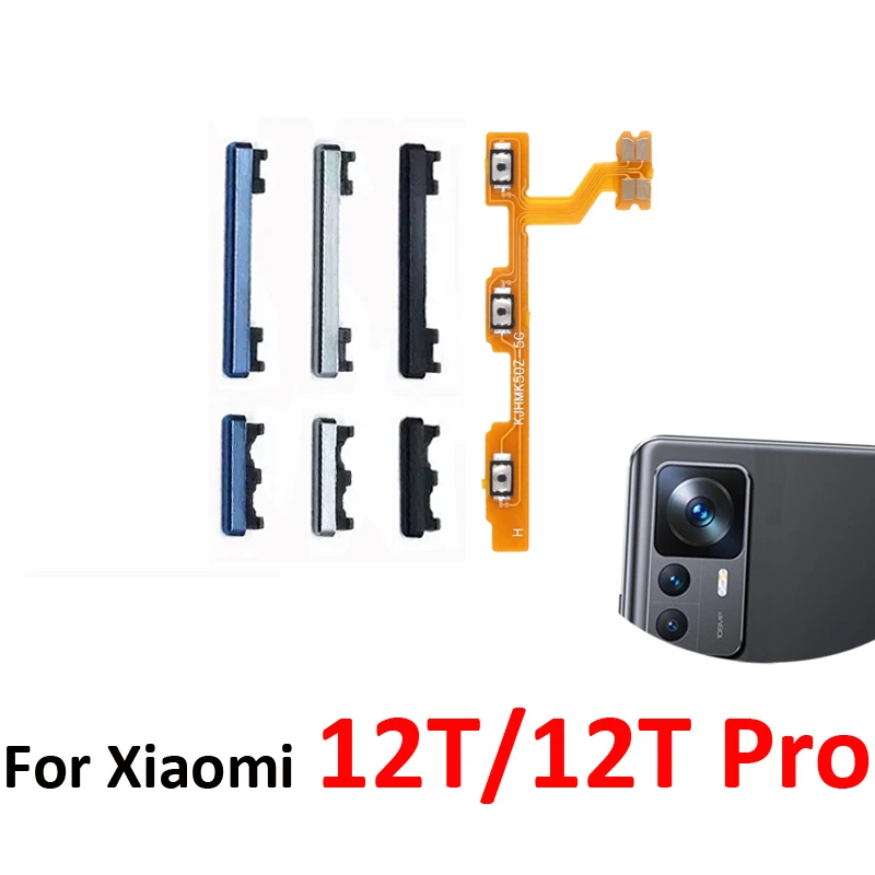 Phone Power Volume Button For Xiaomi MI 12T Pro New On Off Up Down Key Internal Flex Cable Repair Part For Xiaomi 12T