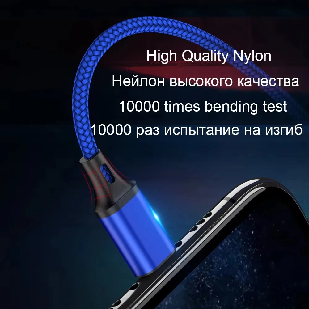 3PCS 20W USB Fast Charging Nylon Braided Cable For iPhone 11 12 13 14 Pro Max X XR XS Max SE Quick Charge USB-A Data Sync Cables