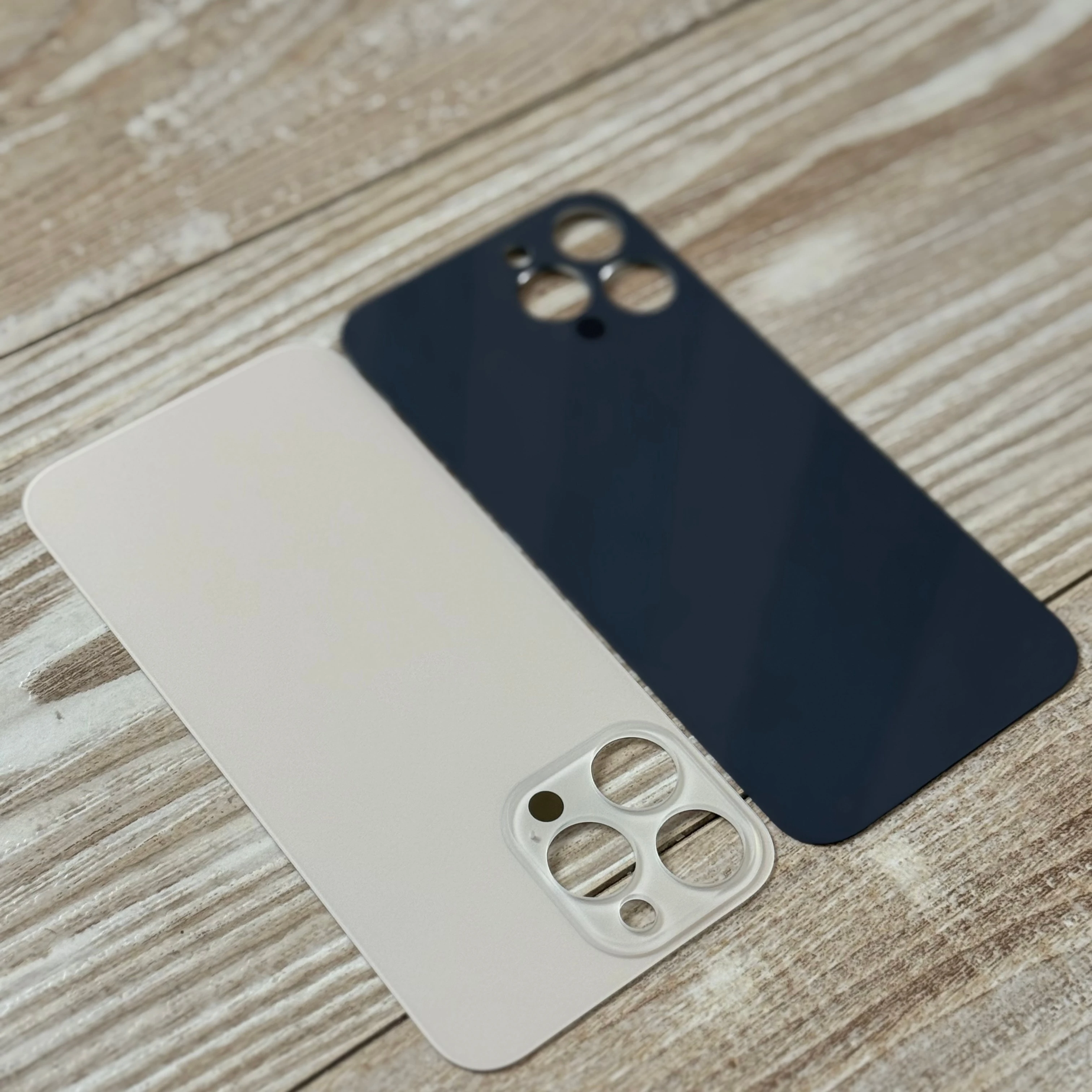 1PCS Large Hole Rear Glass Solid Color Suitable for Phone 13 14 Pro Max Back Cover Glass Repair Rear Tempered Glass