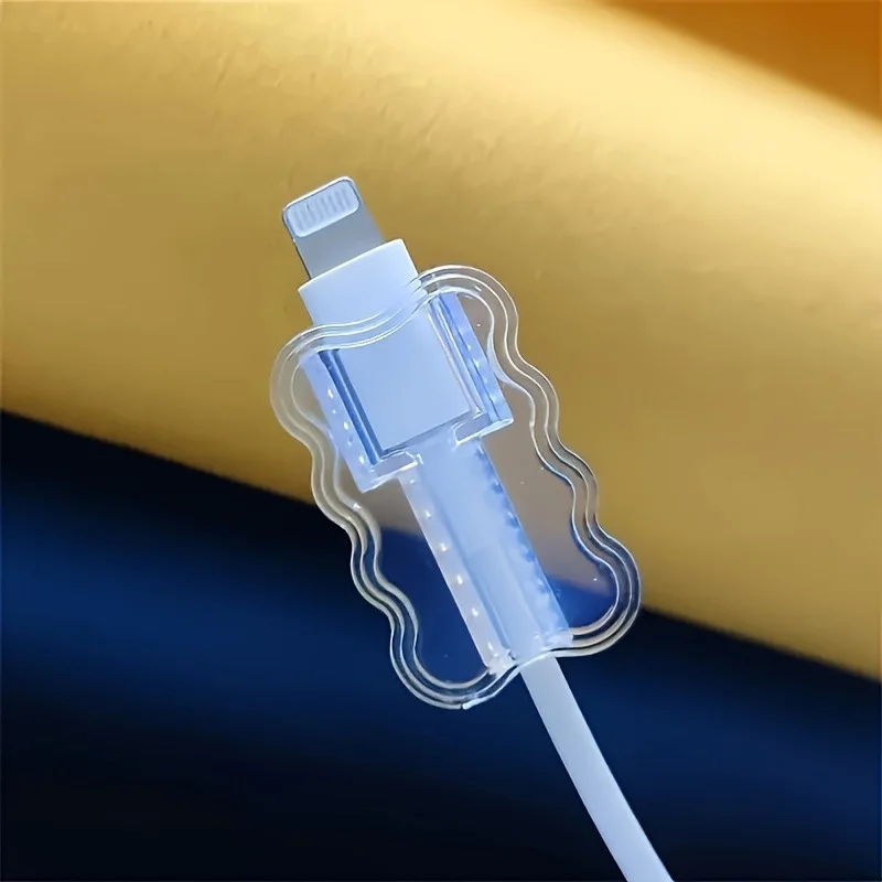 2pcs TPU Flexible Durable Wave Cable Protector Connector Phone Charger Cord CoverFor iPhone/Type-C Charging Interface