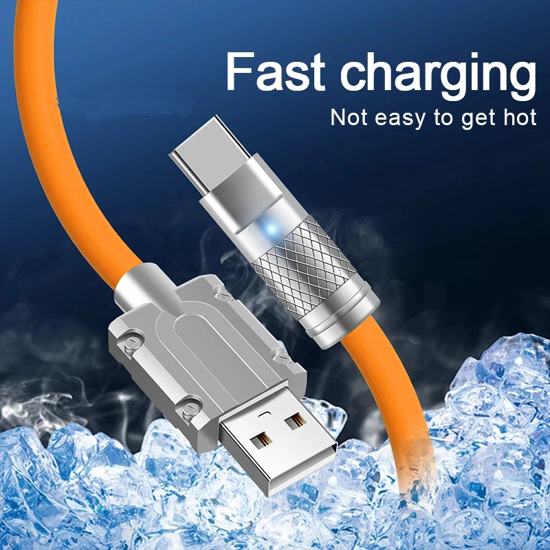 1-3PCS 120W 6A USB Type C Cable Super Fast Charging Liquid Silicone Aluminum Alloy Data Cord for Samsung Xiaomi Huawei