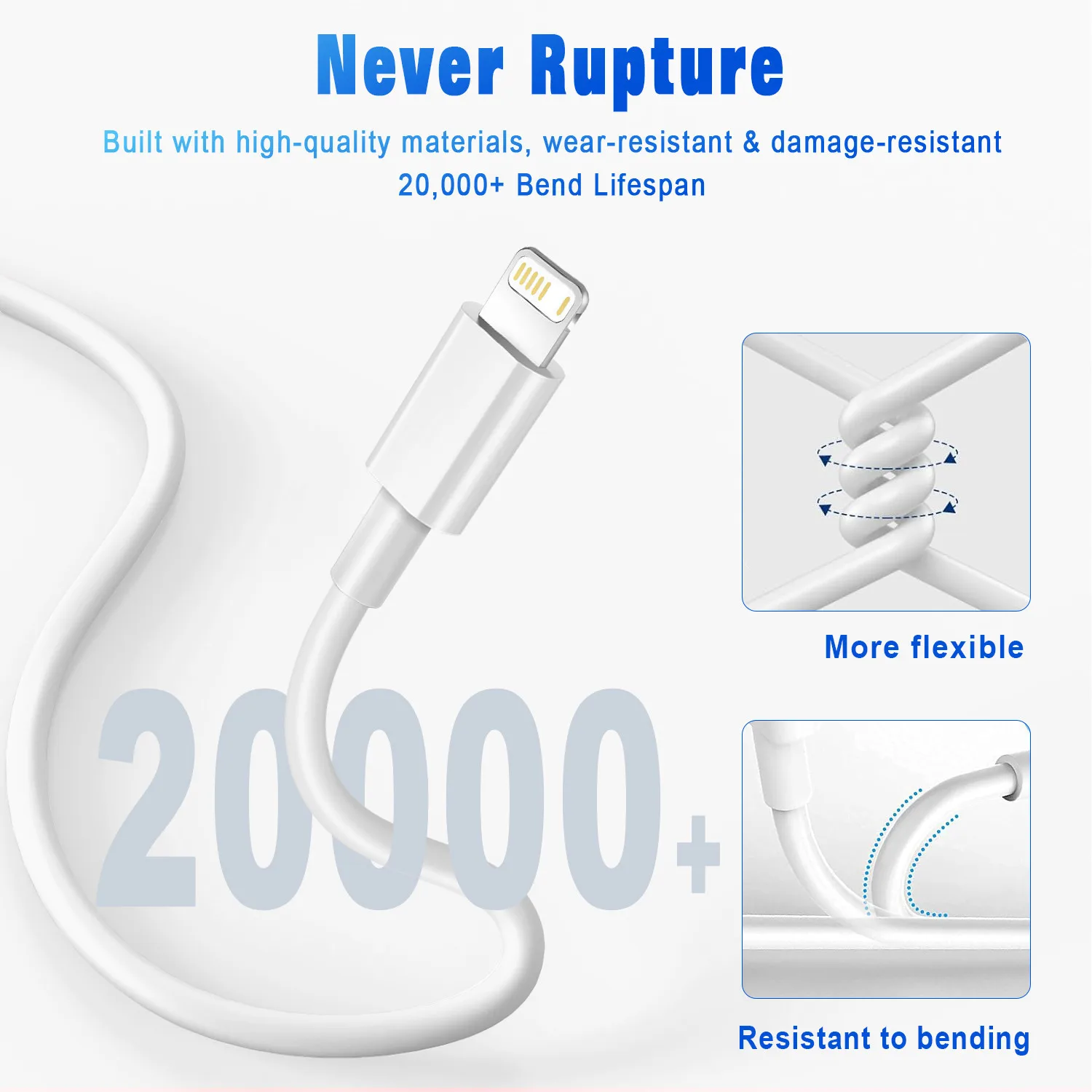 3A USB Cable Fast Charging Data Sync Cord for iPhone 14/13/12/11 Pro Max/XR 6s/7/8 Plus 3ft/6ft Lead Mobile Phone Charger Wire
