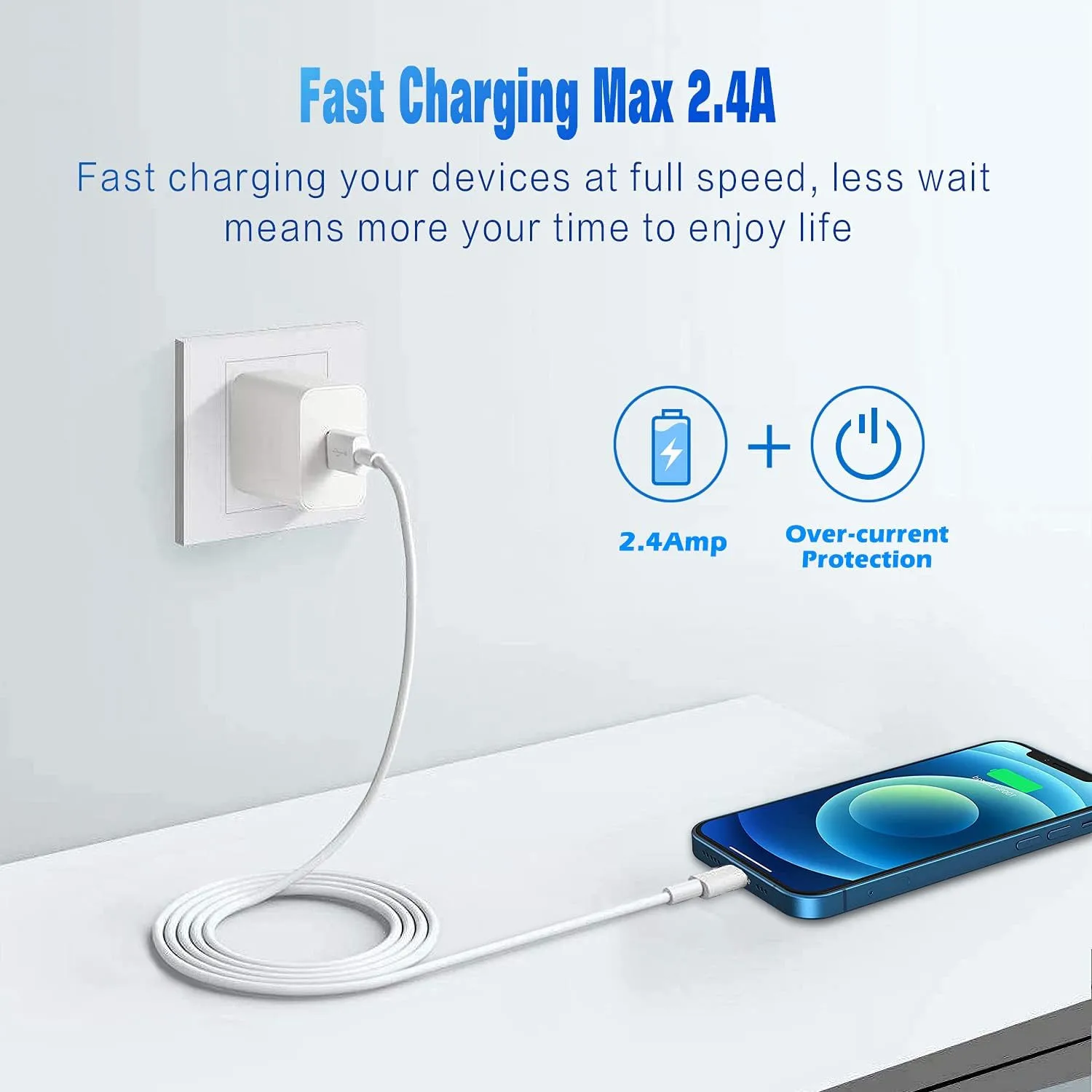 3A USB Cable Fast Charging Data Sync Cord for iPhone 14/13/12/11 Pro Max/XR 6s/7/8 Plus 3ft/6ft Lead Mobile Phone Charger Wire