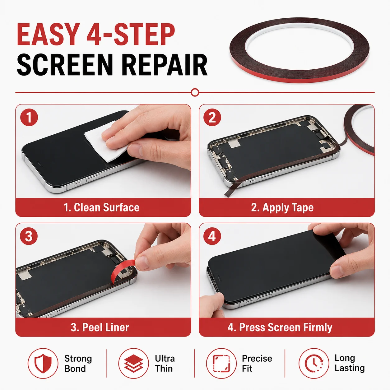 10M Double-Sided Tape For Mobile Phone Repair 2/3/5/10mm Self-Adhesive Foam Sticker For Touch Screen LCD Panel Cellphone Fix
