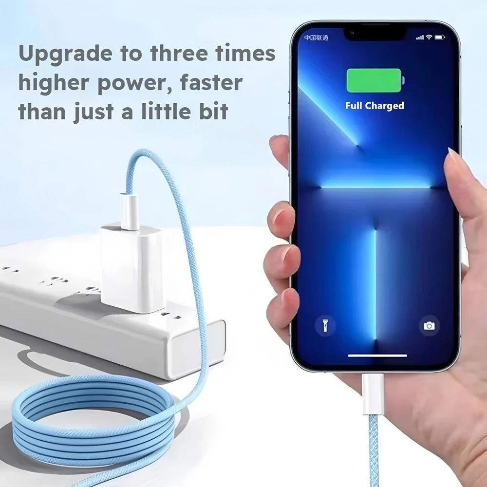 2PCS PD 35W Fast Charge Braided Cable For iPhone 13 14 Pro Max 11 12 mini X XR XS Max 7 8 Plus Quick Charging USB-C Data Cables