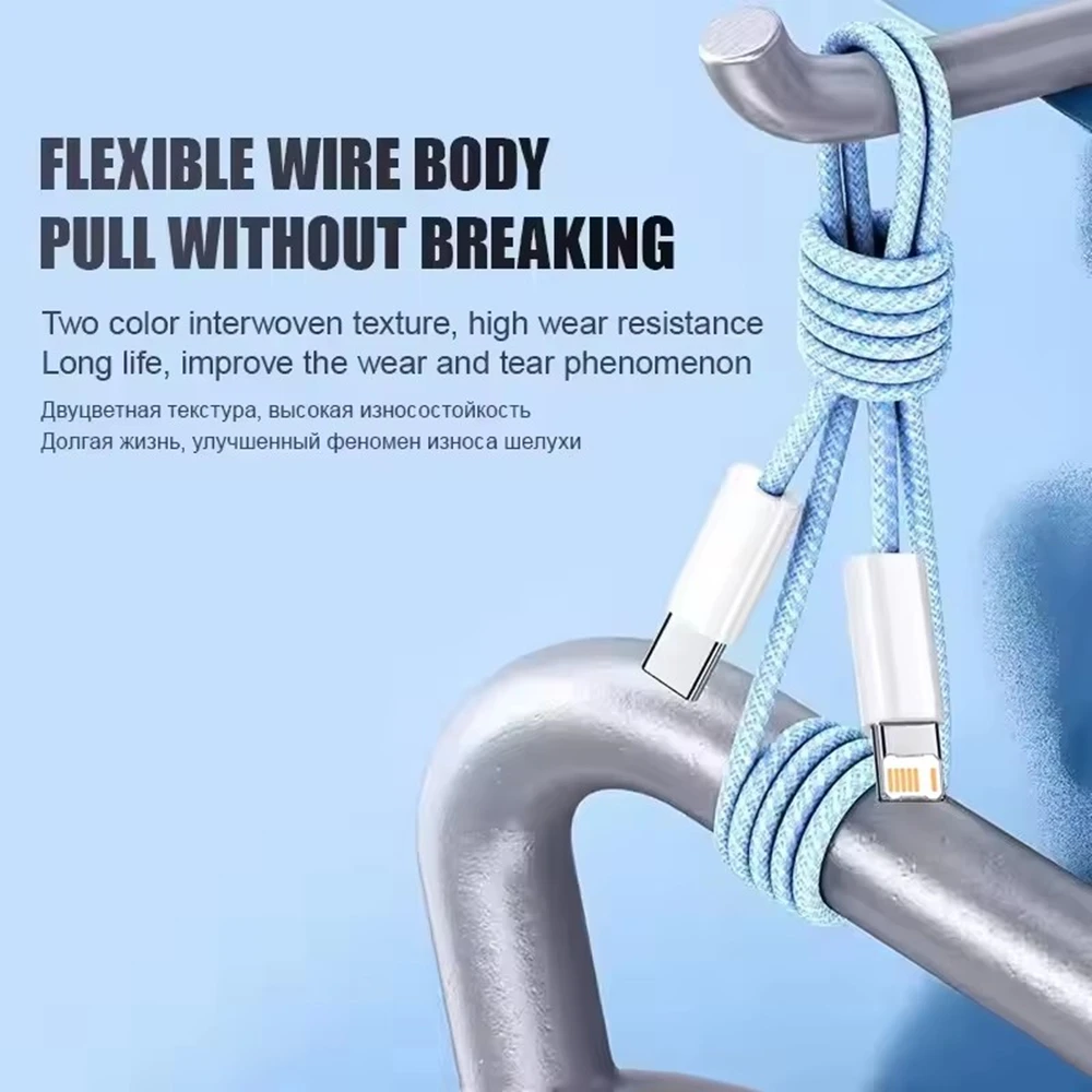 2PCS PD 35W Fast Charge Braided Cable For iPhone 13 14 Pro Max 11 12 mini X XR XS Max 7 8 Plus Quick Charging USB-C Data Cables