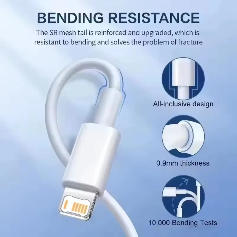 20W USB Fast Charging Cable For iPhone 11 12 13 mini 14 Pro Max X XR XS Max 6 7 8 14 Plus USB-A Rapid Charge Data Cable With Box