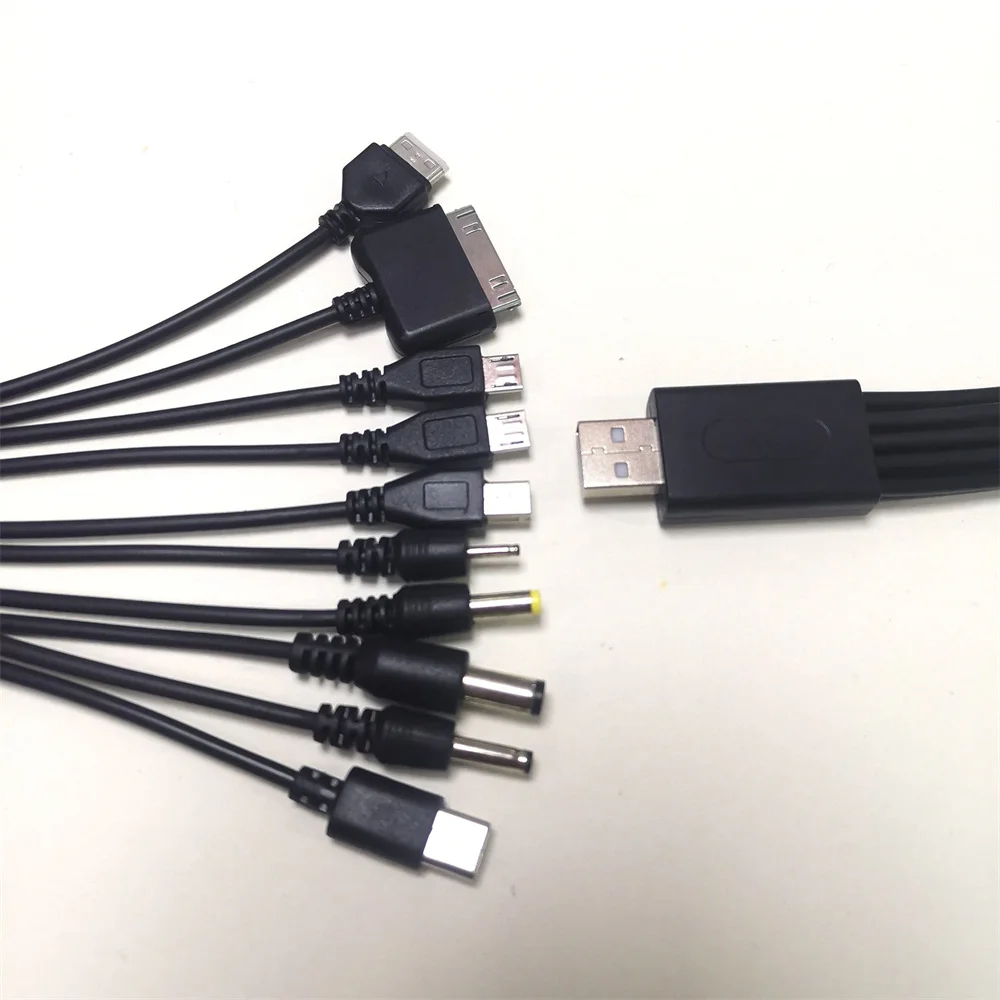 10 in 1 Universal USB To DC Power Cable Mobile Phone Charger Adapter Plug Usb Multifunction Data Transfer DC Jack Charging Line