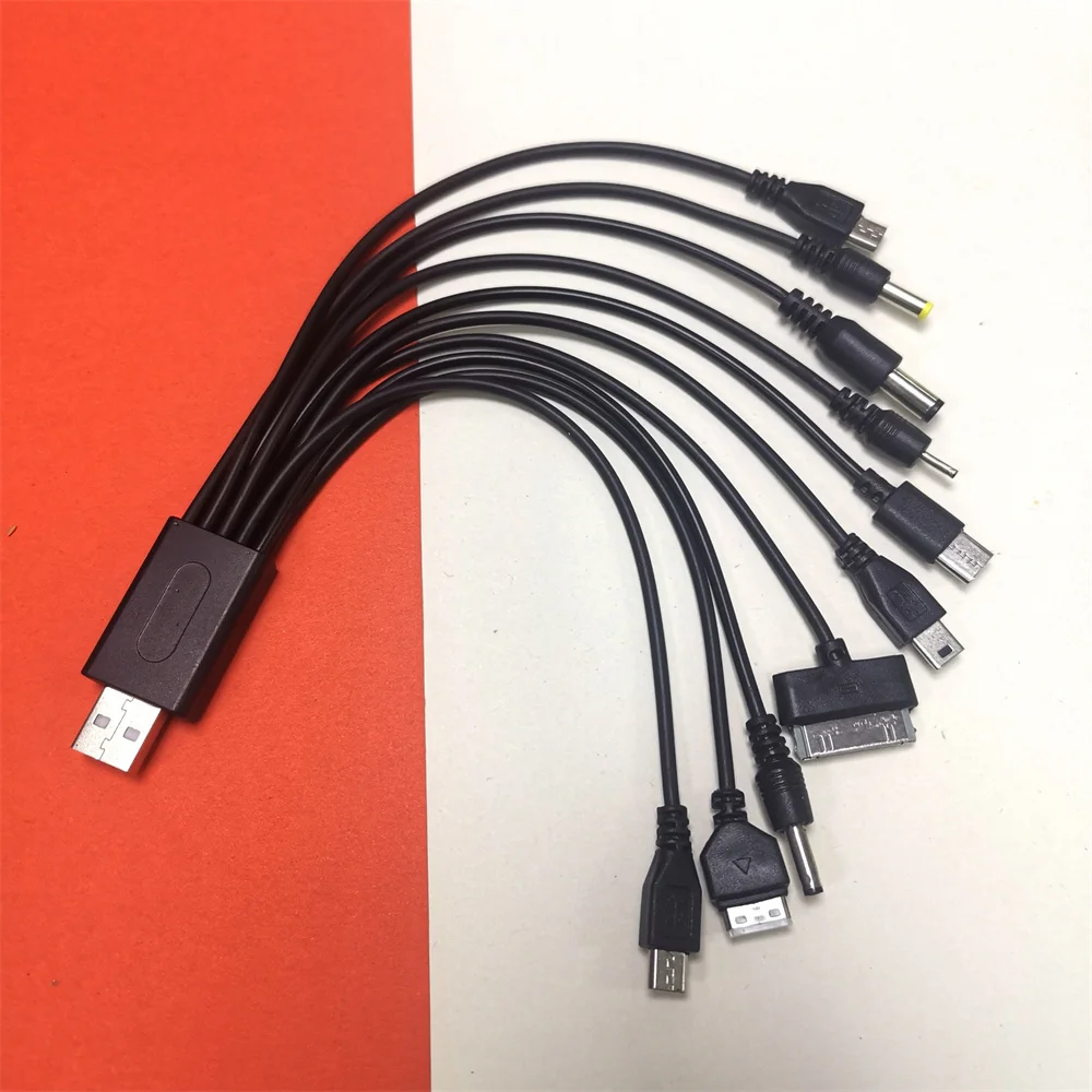 10 in 1 Universal USB To DC Power Cable Mobile Phone Charger Adapter Plug Usb Multifunction Data Transfer DC Jack Charging Line