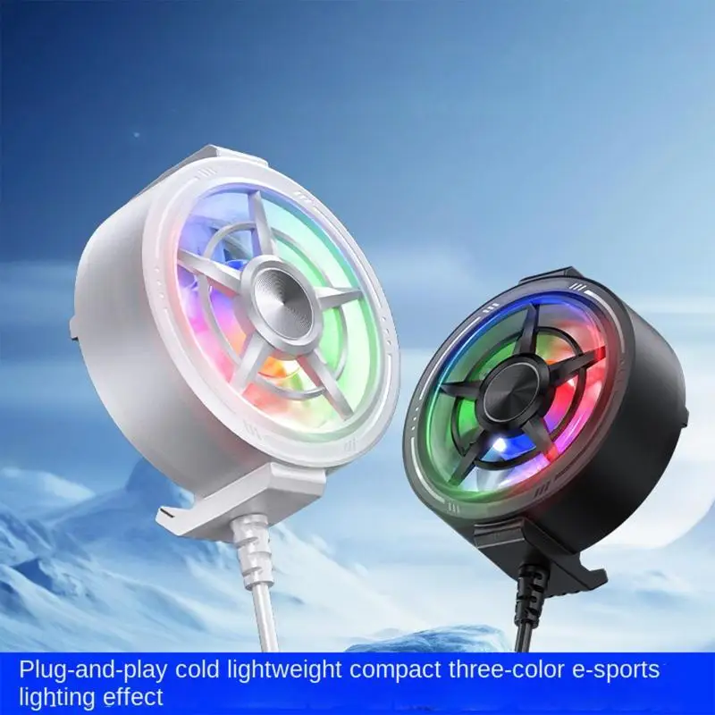 Clip On Phone Cooler Fan Low Noise RGB Light USB Powered Fast Phone Radiator for Outdoor Vlogging Gaming