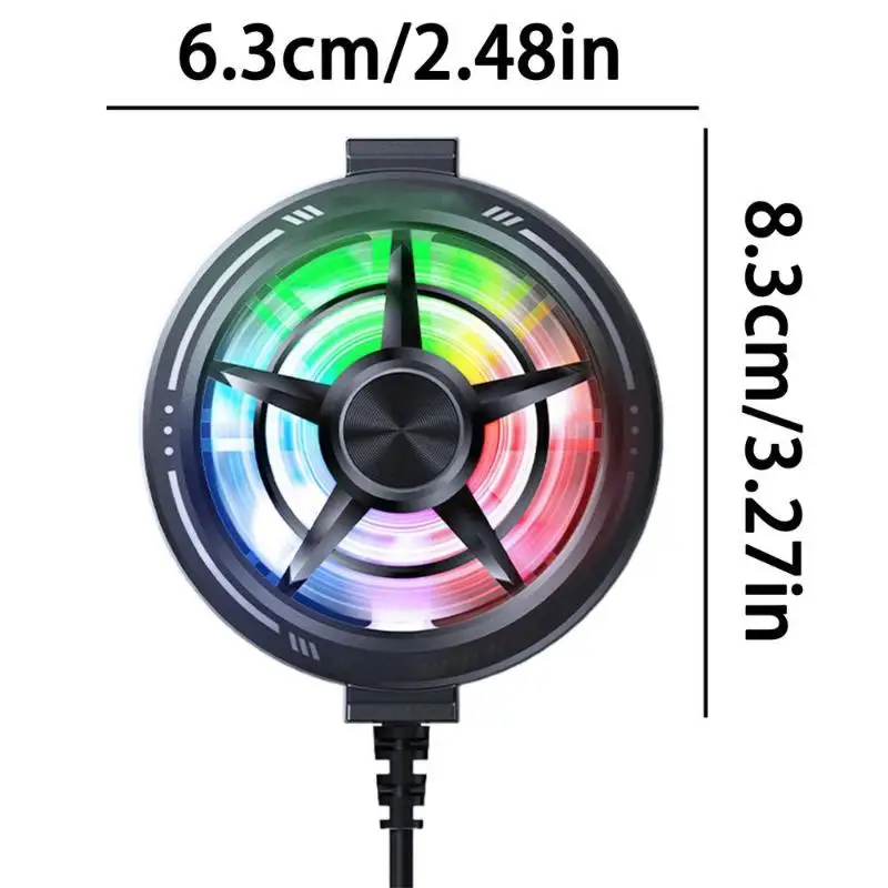 Clip On Phone Cooler Fan Low Noise RGB Light USB Powered Fast Phone Radiator for Outdoor Vlogging Gaming