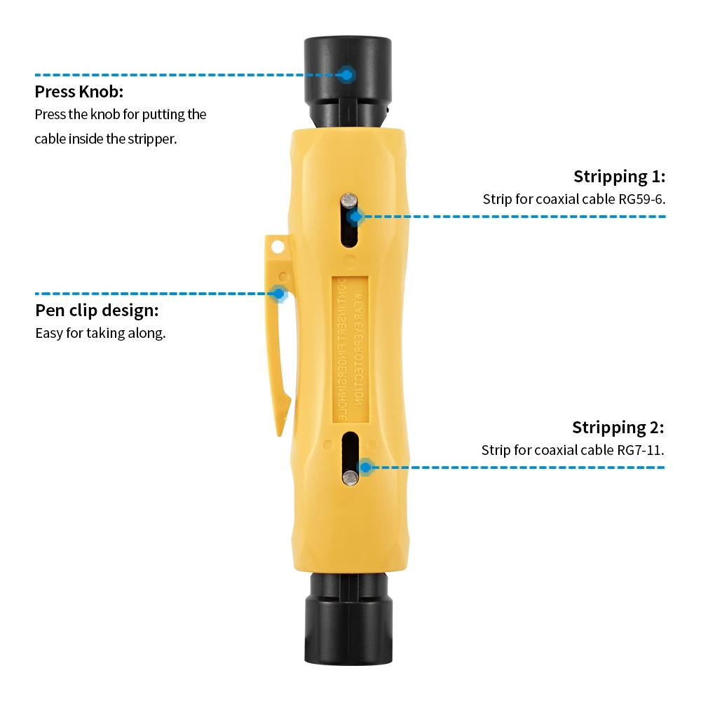 Portable Pen Coaxial Cable Stripper RG6 RG7 RG11 RG59 Dual-Purpose 5-7 Simple Wire Stripper Good Tools for Installation