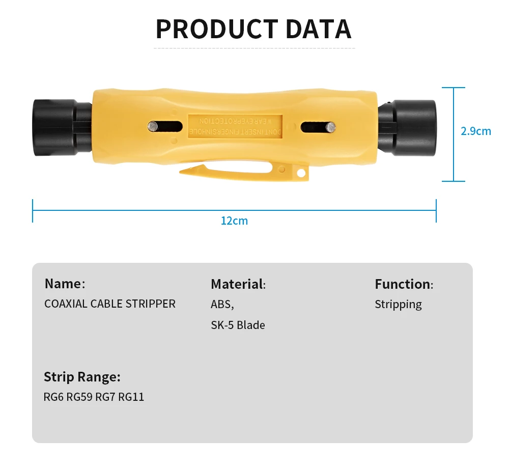 Portable Pen Coaxial Cable Stripper RG6 RG7 RG11 RG59 Dual-Purpose 5-7 Simple Wire Stripper Good Tools for Installation