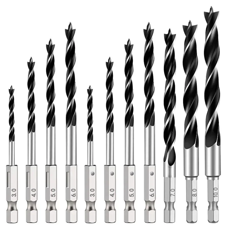 5/7Pcs Hexagonal Handle Three Point Woodworking Drill Metal Drill Kit Countersink For Wood And Metal Drilling 3/4/5/6/7/8/10mm