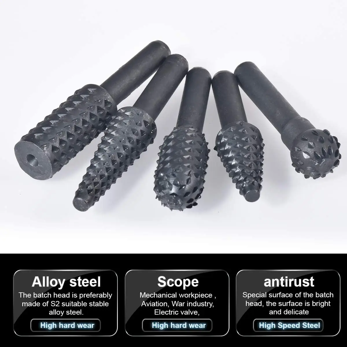 5PCS Drill Bit Set 1/4'' 6mm Shank Rotary Cutting Tools For Grinding Woodworking Knife Wood Carving Tool Burr Set