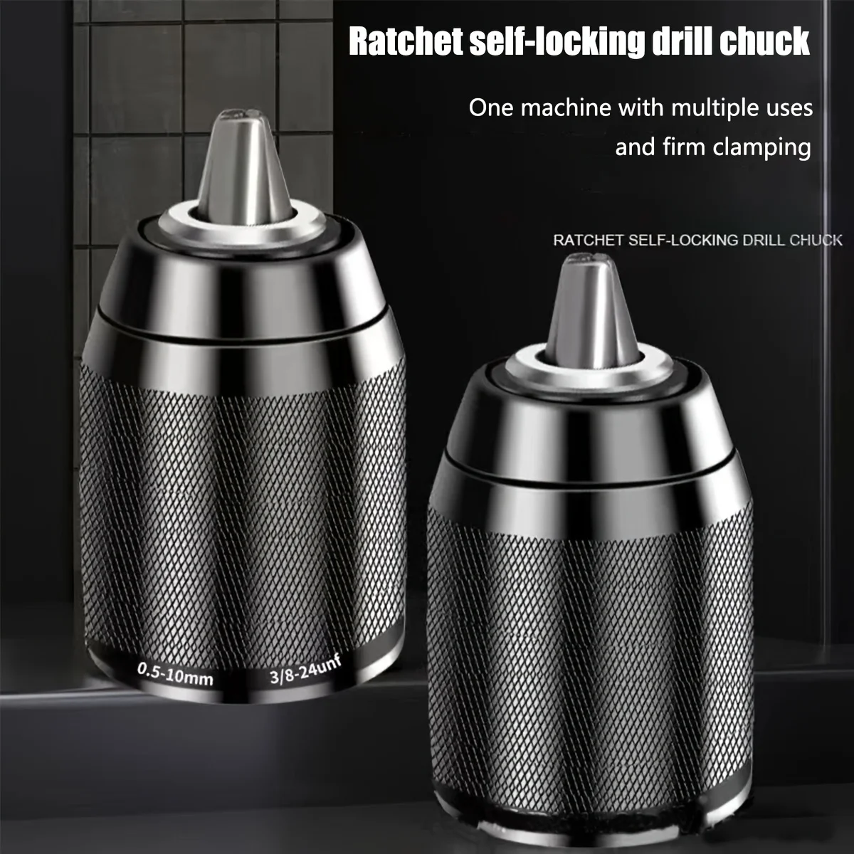 3/8" 1/2"(0.8-10mm,1.5-13mm)Keyless Drill Chuck, Universal Replacement Thread Keyless Metal Drill Chuck for Hand Electric Drill