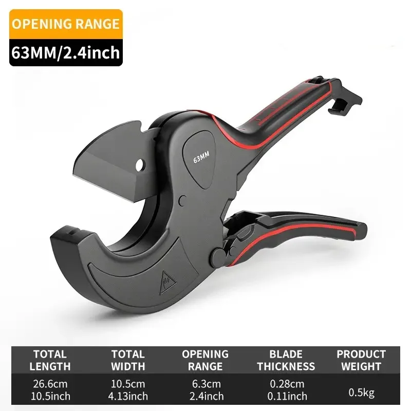 Heavy Duty PVC Cutter Aluminum Alloy Plastic Tube Cutting PPR PVC Pipe Tube Cutter Scissors with SK5 Steel Blade Hand Tool