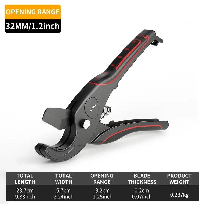 Heavy Duty PVC Cutter Aluminum Alloy Plastic Tube Cutting PPR PVC Pipe Tube Cutter Scissors with SK5 Steel Blade Hand Tool