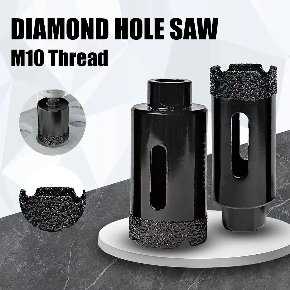 1Pc M10 6-100mm Diamond Brazed Core Dry Drill Bit For Porcelain Tiles Marble Glass Granite Hole Saw Cutter Cutting