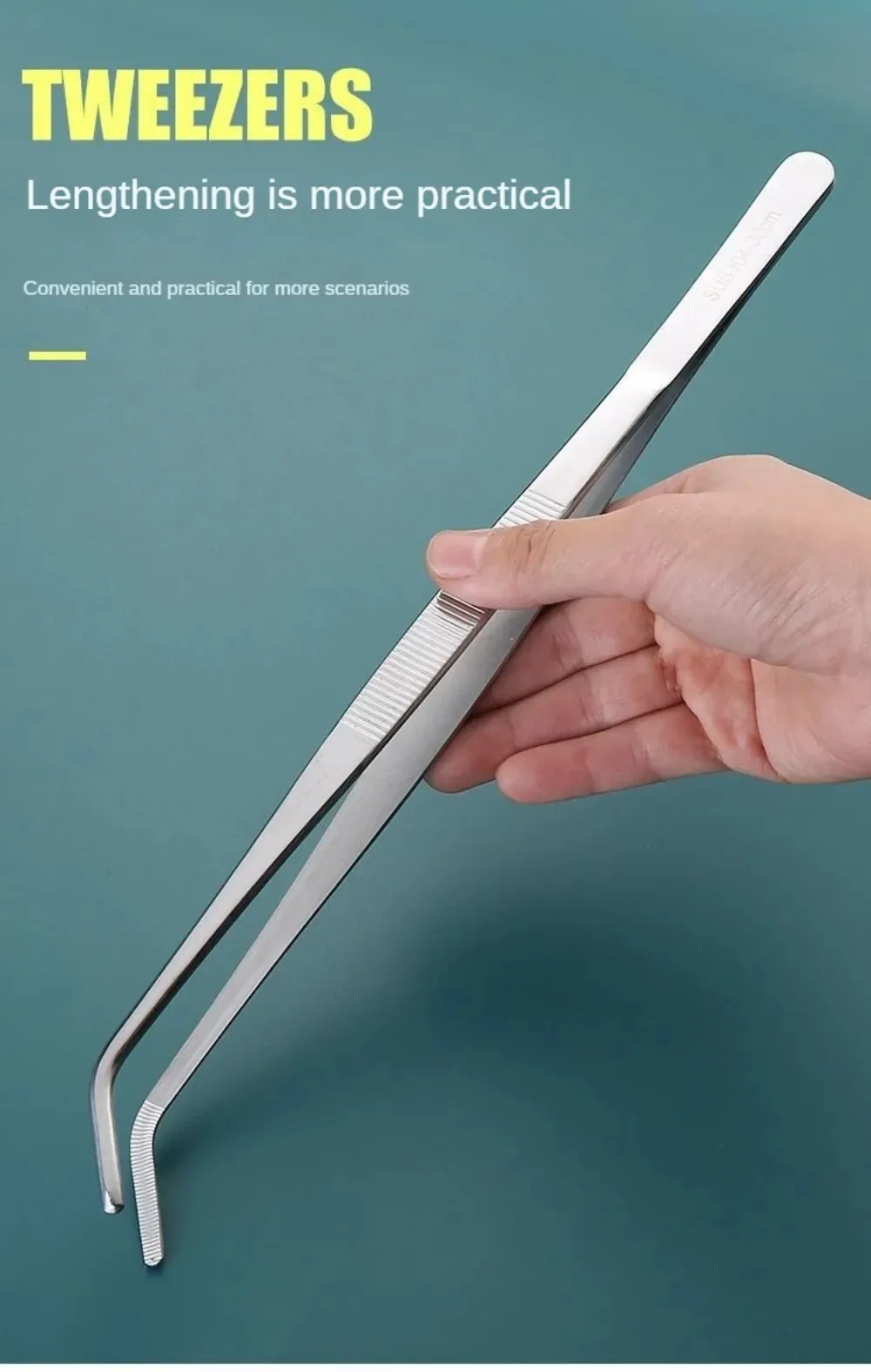 Stainless Multifuctional Steel Elbow Tweezers Aquarium Clip Long Tongs Non-slip Tweezers Forceps Pet Feeding Tools