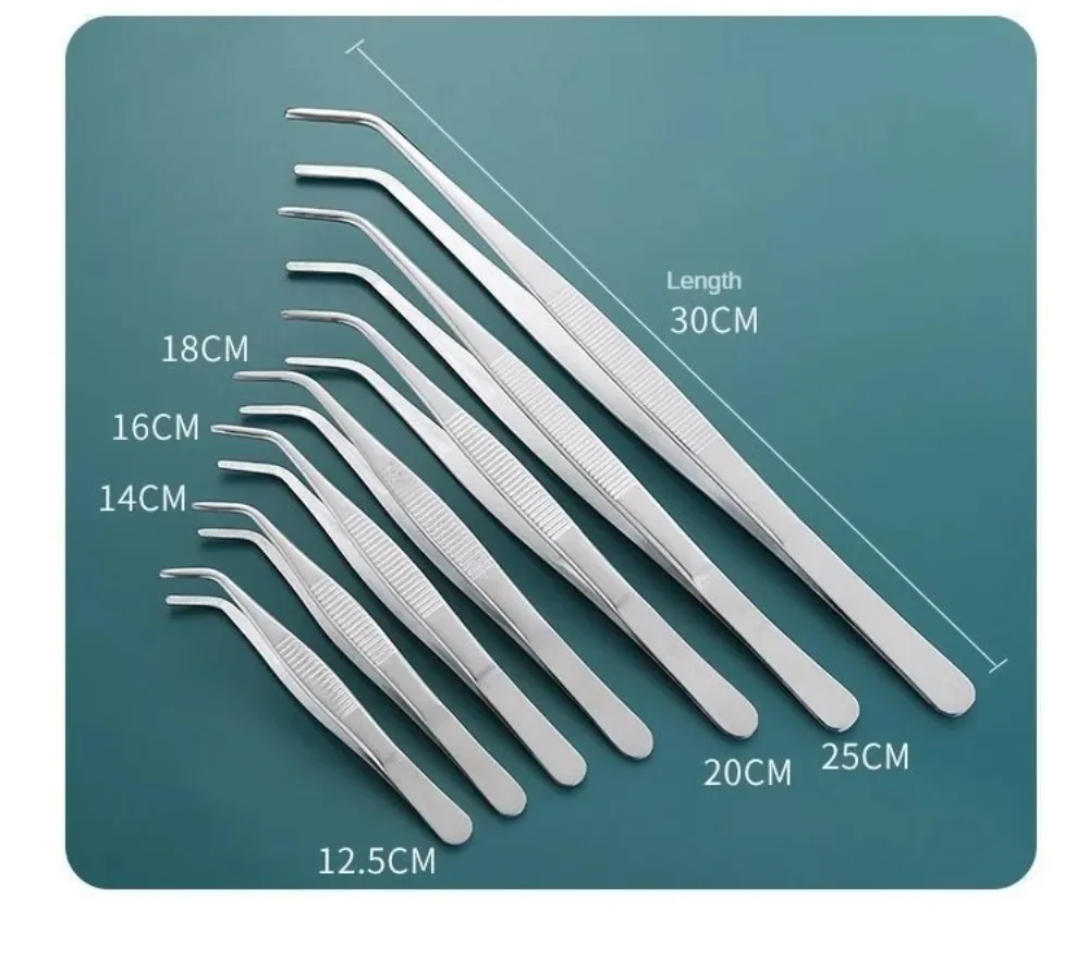 Stainless Multifuctional Steel Elbow Tweezers Aquarium Clip Long Tongs Non-slip Tweezers Forceps Pet Feeding Tools