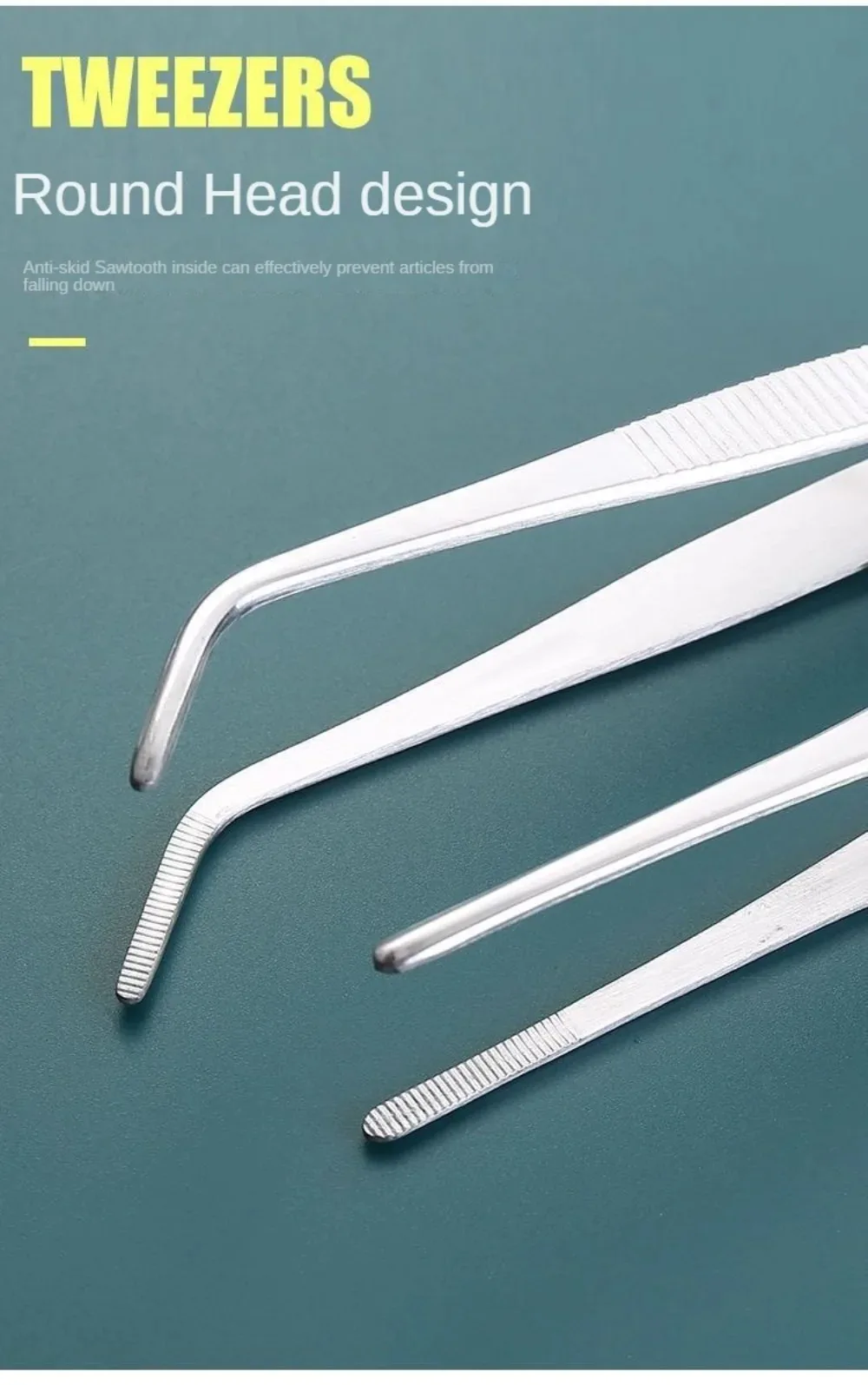 Stainless Multifuctional Steel Elbow Tweezers Aquarium Clip Long Tongs Non-slip Tweezers Forceps Pet Feeding Tools