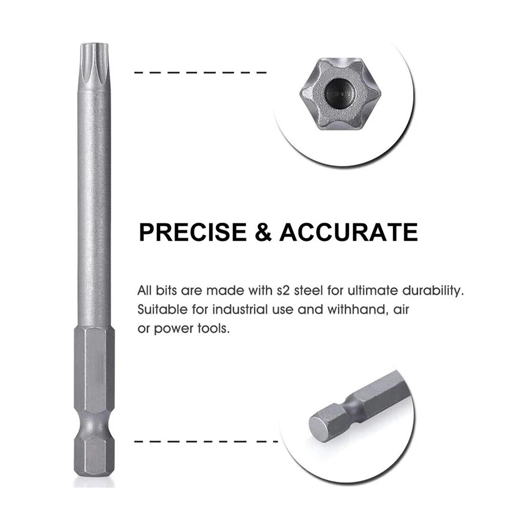 11PCS 1/4" Hex Bits Driver Tamper Proof Security Drill Magnetic Bit Set Torx Screwdriver Flat Head F1FC High Quality 50/100mm