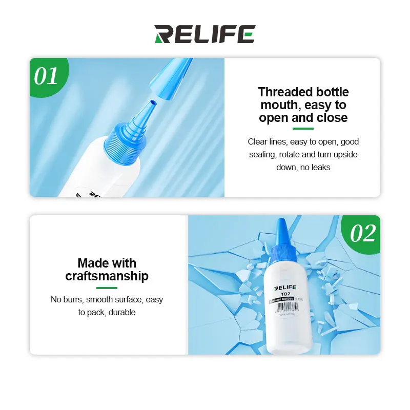 5pcs TB2  50ML Empty Plastic Bottle Phone Repair Squeeze Bottle for Alcohol Soldering Flux Rosin Dispenser With Needle