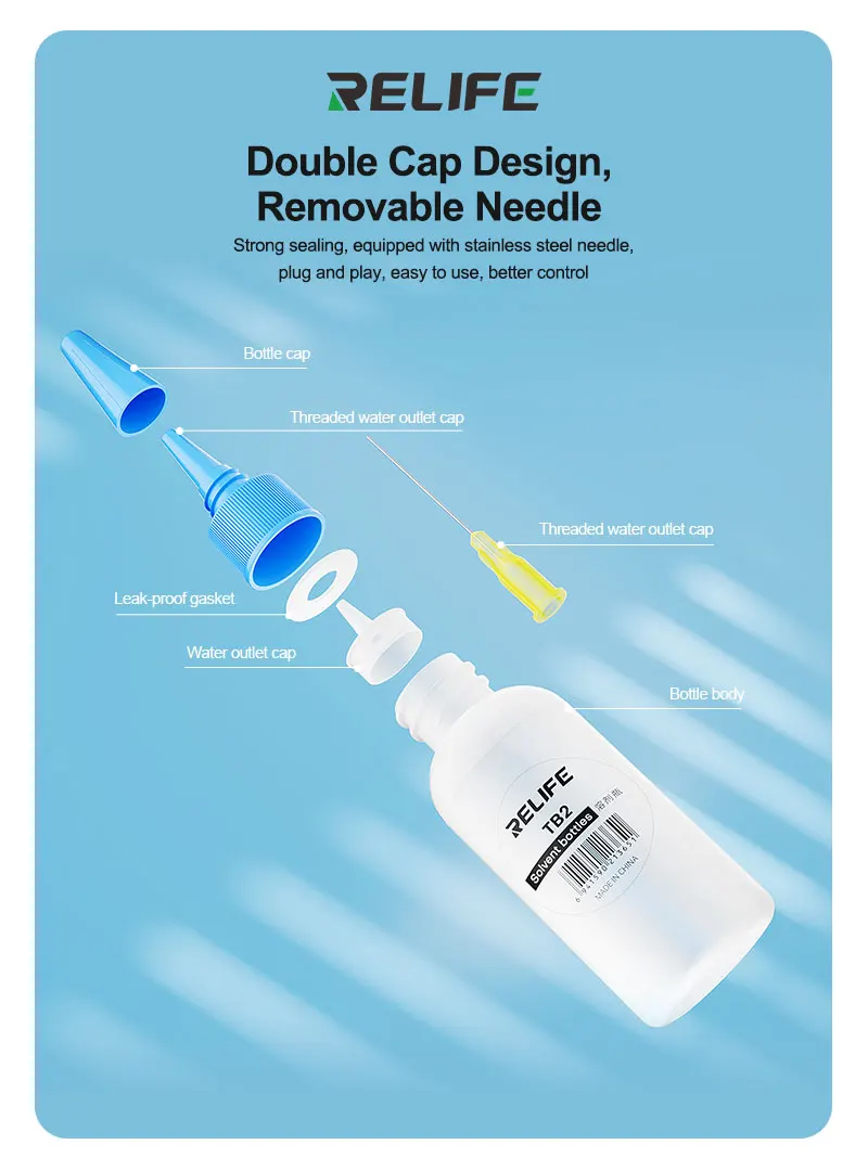 5pcs TB2  50ML Empty Plastic Bottle Phone Repair Squeeze Bottle for Alcohol Soldering Flux Rosin Dispenser With Needle