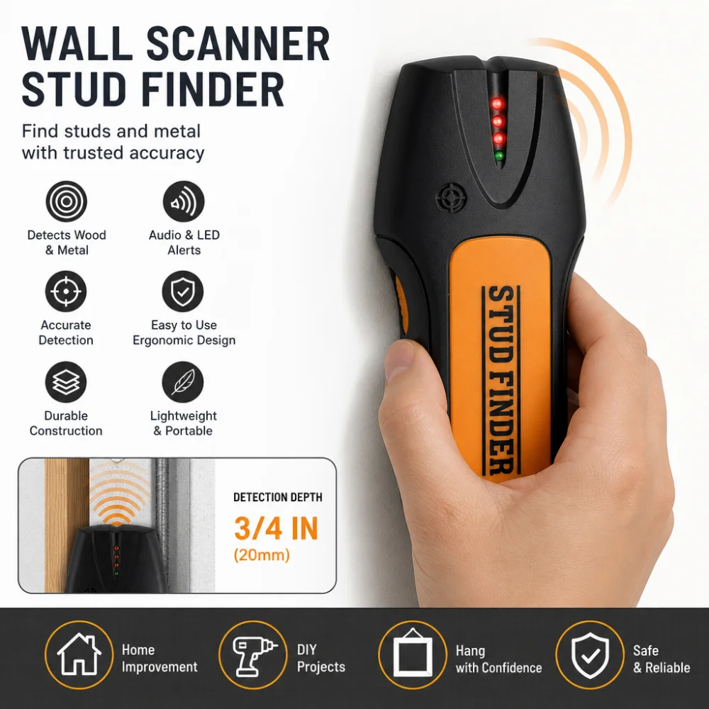 Wall-mounted Metal Detector Wall Scanner Suitable for Detecting Metal and Non-metal AC Wiring Sensors with Audible Alarm