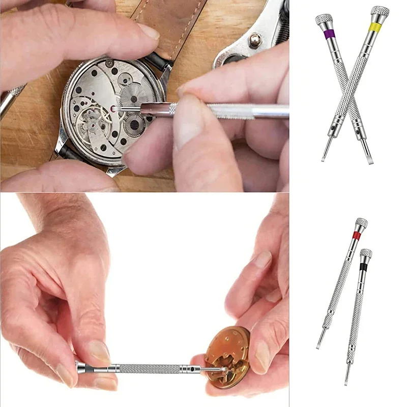 5pcs/set 0.8-1.6mm Steel Screwdriver for Watch Repairing Portable Watch Tools Band Removal with Mini Link Pins Watchmaker Tools