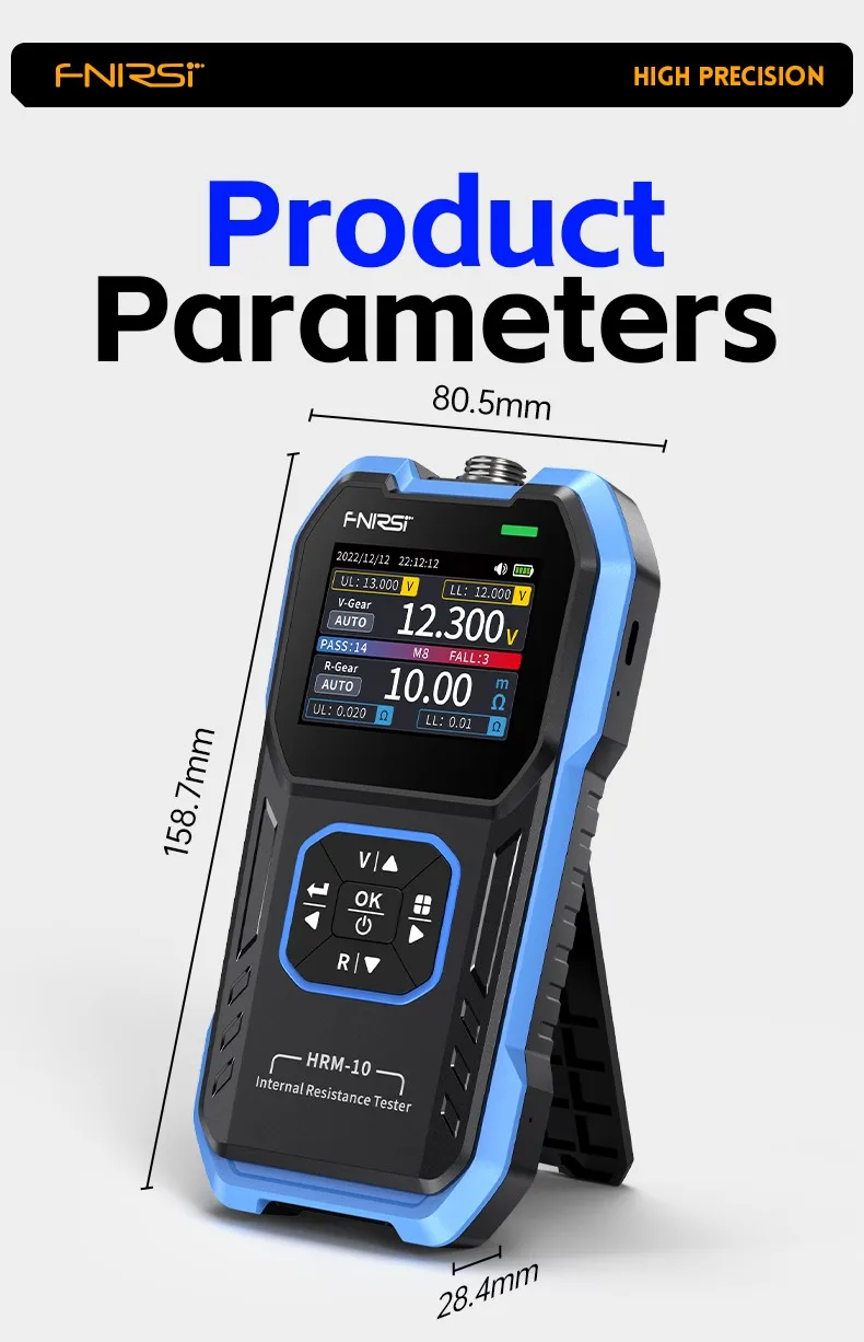 FNIRSI HRM-10 Battery Voltage Intemal Resistance Tester High-precision Trithium Lithium lron Phosphate 18650 Battery Tester