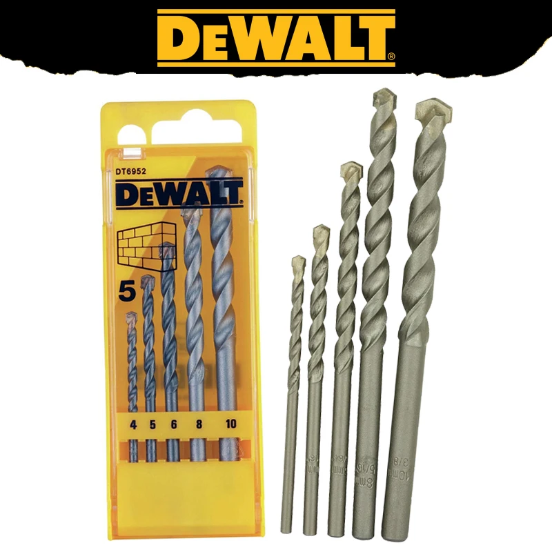 DEWALT DT6952 Masonry Twist Drill Bit-Set Wear Resistant Multifunctional Bits Power Tool Accessory 4,5,6,8,10MM 5-Piece