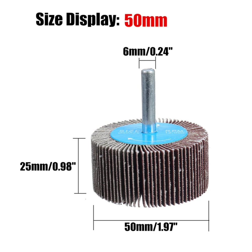 4pc Emery Cloth Sanding Flap Wheel 80Grit With 6mm Mandrel Rod Abrasive Sandpaper Polishing Tools 25 30 40 50mm For Rotary Tool