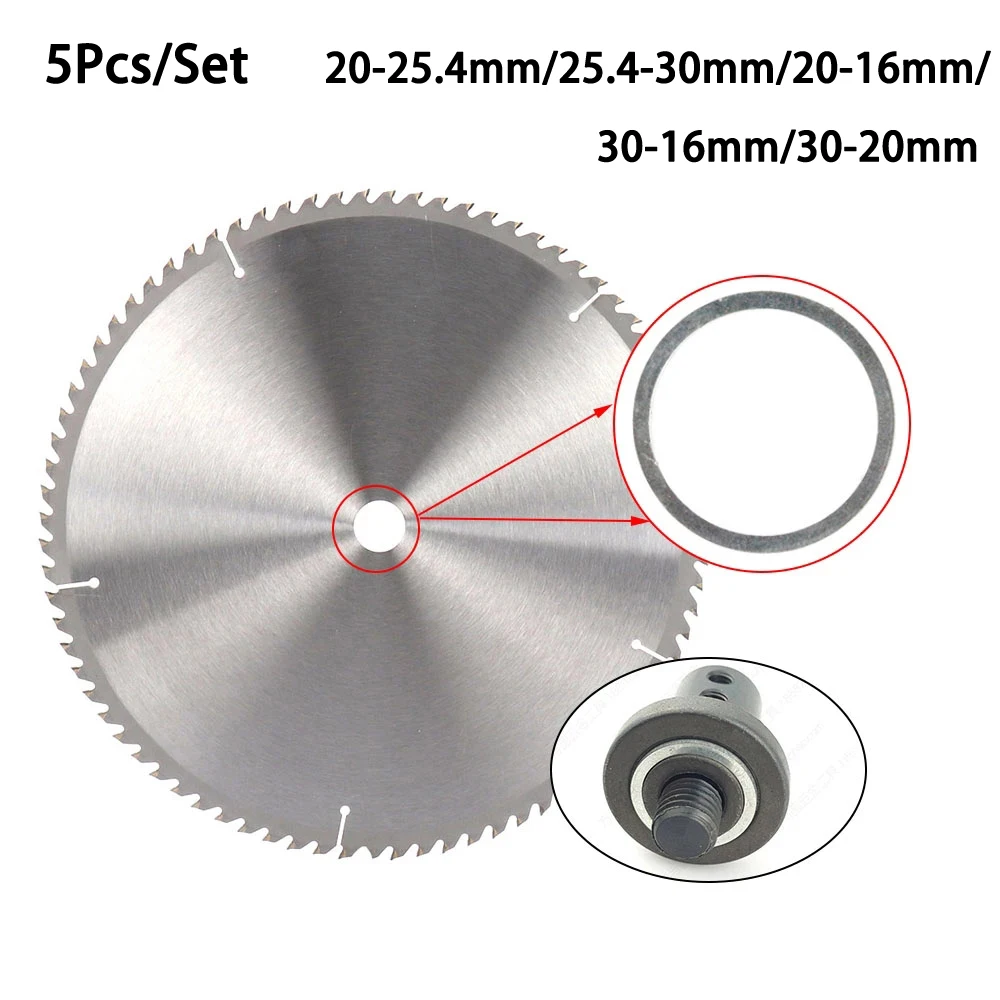 5Pc 16mm 20mm 25.4mm 30mm Circular Saw Blade Reducing Rings Conversion Ring Cutting Disc Woodworking Tools Cutting Washer Set