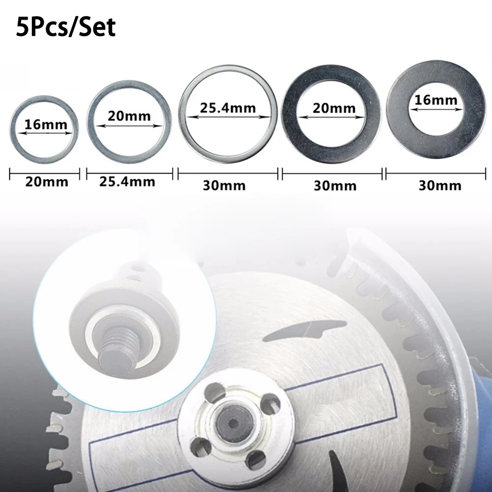 5Pc 16mm 20mm 25.4mm 30mm Circular Saw Blade Reducing Rings Conversion Ring Cutting Disc Woodworking Tools Cutting Washer Set