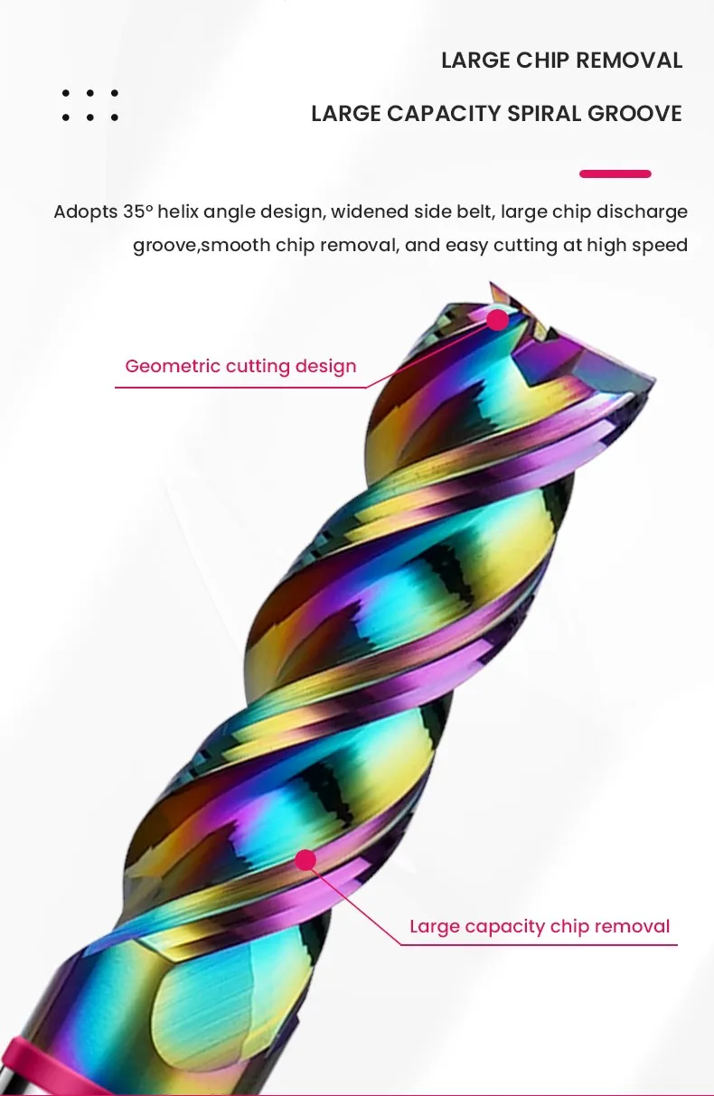 SHAZAM TGP-HRC60 3-Flute Color Circle DLC-Coating Tungsten Steel Carbide Aluminum Flat End Endmills CNC Machining Milling Cutter